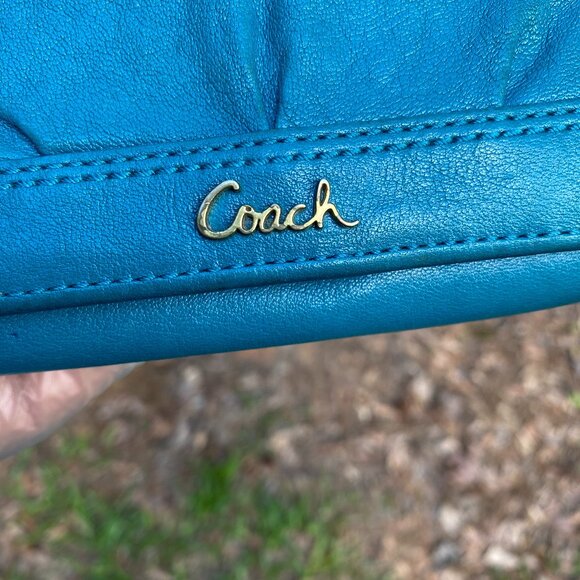 Coach Teal Leather Small Bifold Wallet - Picture 12 of 13